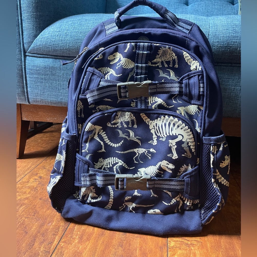 Pottery Barn Mackenzie (Lg) Navy Dino Bones Glow-in-the-Dark Backpack & lunchbox